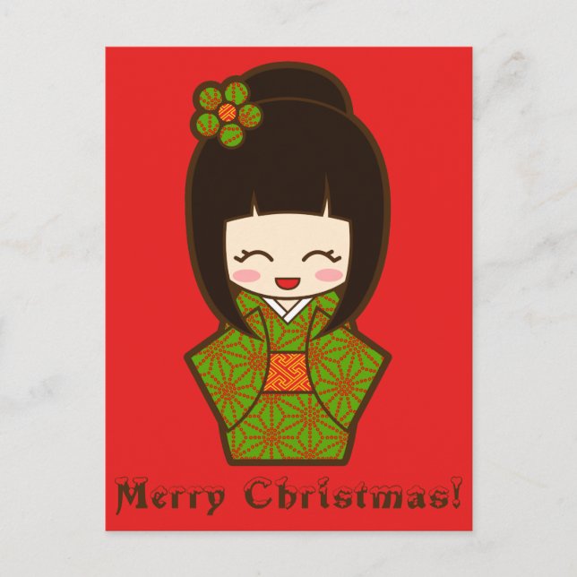 Cartes Pour Fêtes Annuelles Christmas Kokeshi (Devant)