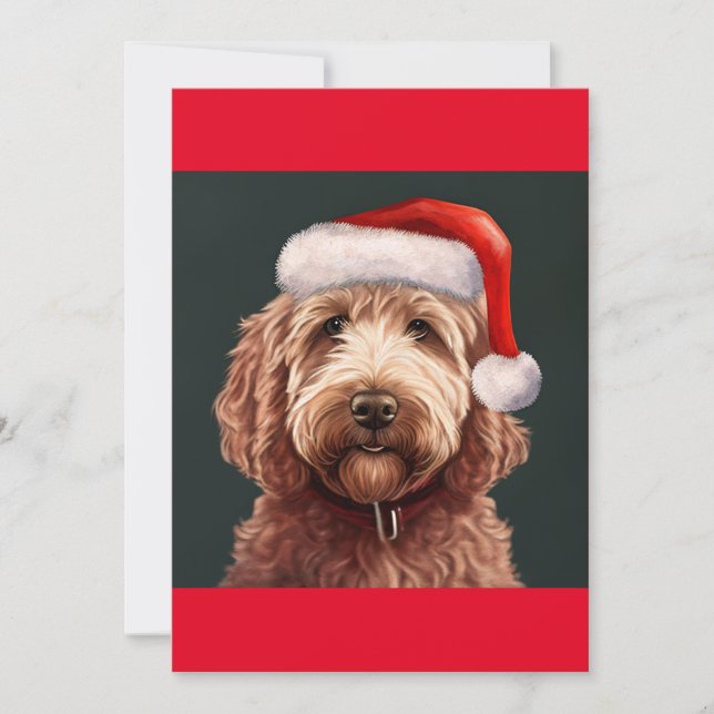 Cartes Pour Fêtes Annuelles Christmas Labradoodle, cadeau Amoureux des chiens  (Devant)