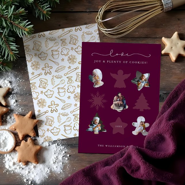 Cartes Pour Fêtes Annuelles Christmas Love Baking Cookie Cutter Photo de famil (Christmas Love Baking Cookie Cutter Family Photo Holiday Card)