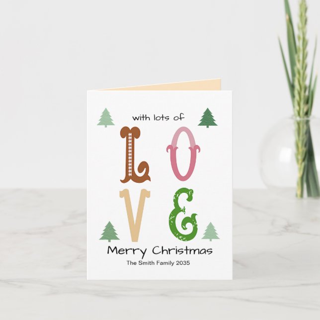 Cartes Pour Fêtes Annuelles Christmas Love Modern Typography Custom Folded  (Devant)
