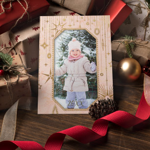 Cartes Pour Fêtes Annuelles Christmas Magic Pink Gold Stars Photo