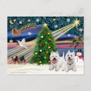 Cartes Pour Fêtes Annuelles Christmas Magic West Highland Terrier (deux)