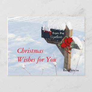 Cartes Pour Fêtes Annuelles Christmas Mailbox with Poinsettias- customize it