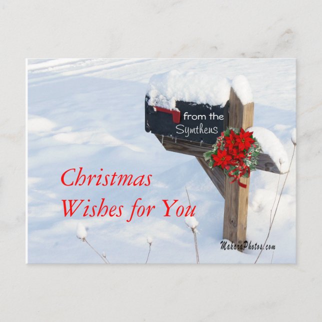 Cartes Pour Fêtes Annuelles Christmas Mailbox with Poinsettias- customize it (Devant)