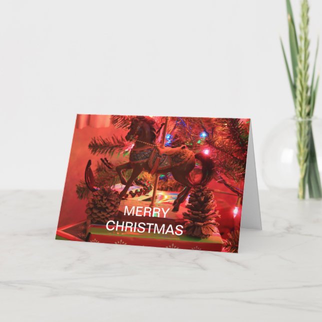 CARTES POUR FÊTES ANNUELLES CHRISTMAS MERRY GO ROUND HORSE CHRISTMAS (Devant)