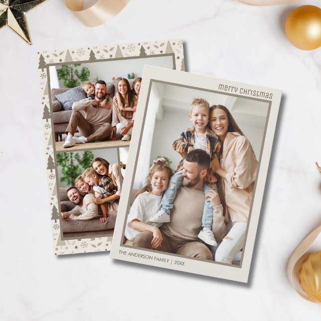 Cartes Pour Fêtes Annuelles Christmas Modern 4 Family Photo Collage (Christmas Modern 4 Family Photo Collage Holiday Card)