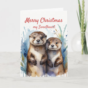 Cartes Pour Fêtes Annuelles Christmas Moose-t Fun Otter mignonne Amienne