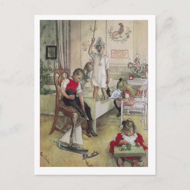 Cartes Pour Fêtes Annuelles "Christmas Morning" peinture suédoise Carl Larsson (Devant)