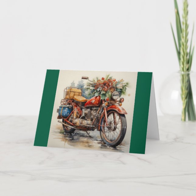 Cartes Pour Fêtes Annuelles Christmas MotorcycleFolded Holiday Card (Devant)