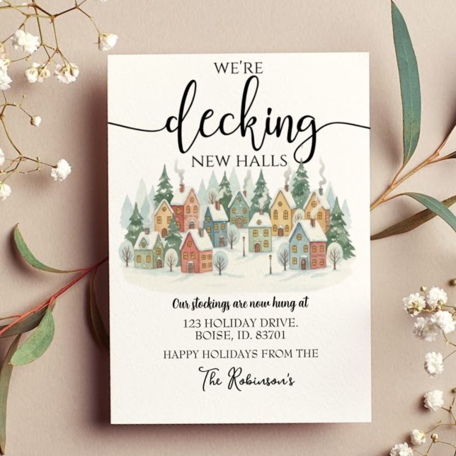 Cartes Pour Fêtes Annuelles Christmas Moving Announcement, New Address (Créateur téléchargé)