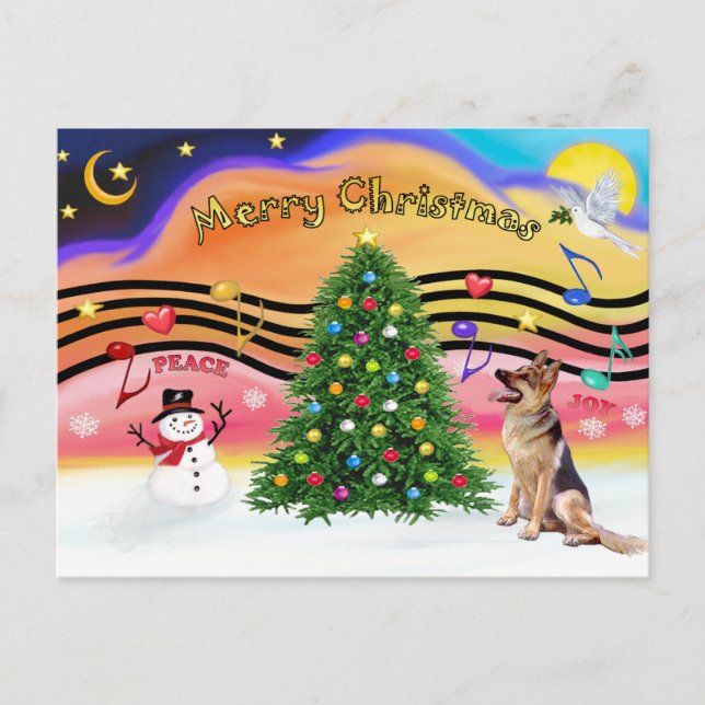 Cartes Pour Fêtes Annuelles Christmas Music 2 - German Shepherd 1 (Devant)