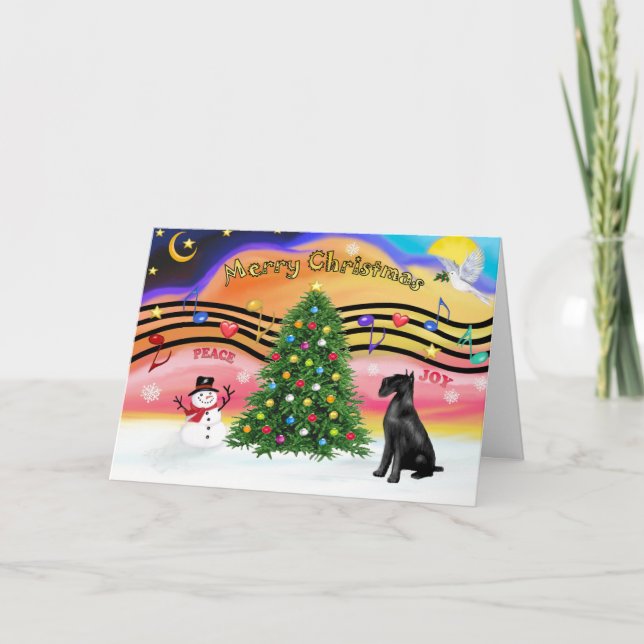 Cartes Pour Fêtes Annuelles Christmas Music 2 - Schnauzer (Giant noir) (Devant)