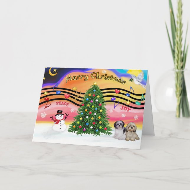 Cartes Pour Fêtes Annuelles Christmas Music 2 - Shih Tzu (Pair 2) (Devant)