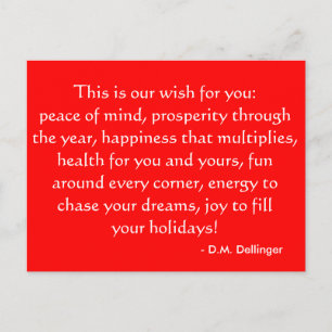 Cartes Pour Fêtes Annuelles Christmas or Holiday quote postcard