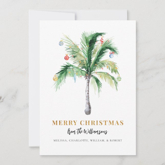 Cartes Pour Fêtes Annuelles Christmas Palm Tree Script Modern (Devant)