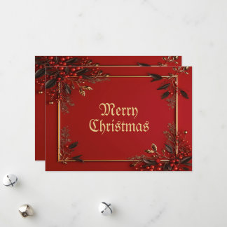 Cartes Pour Fêtes Annuelles Christmas Party Golden Red Leaves Holidays Elegant