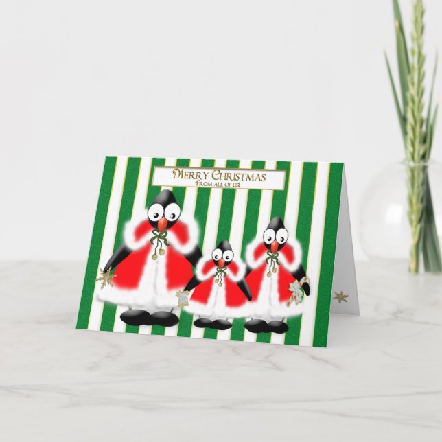 Cartes Pour Fêtes Annuelles CHRISTMAS PENQUIN FAMILLE ACCUEILLIR - Stanta cost (Devant)