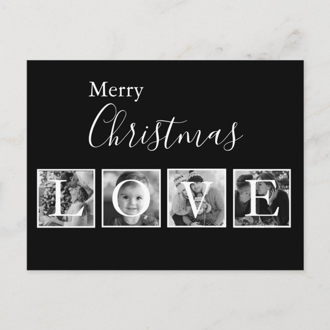 Cartes Pour Fêtes Annuelles Christmas Photo Jour férié Script Noël (Devant)