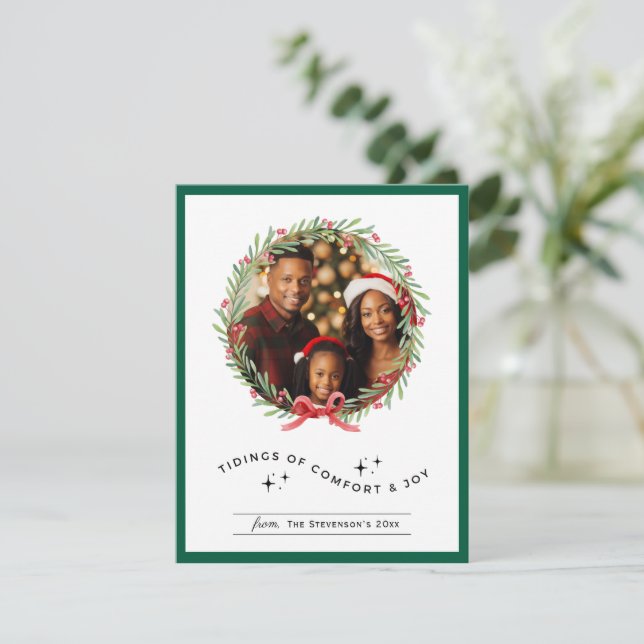 Cartes Pour Fêtes Annuelles Christmas Photo Personalized Holiday  (Debout devant)