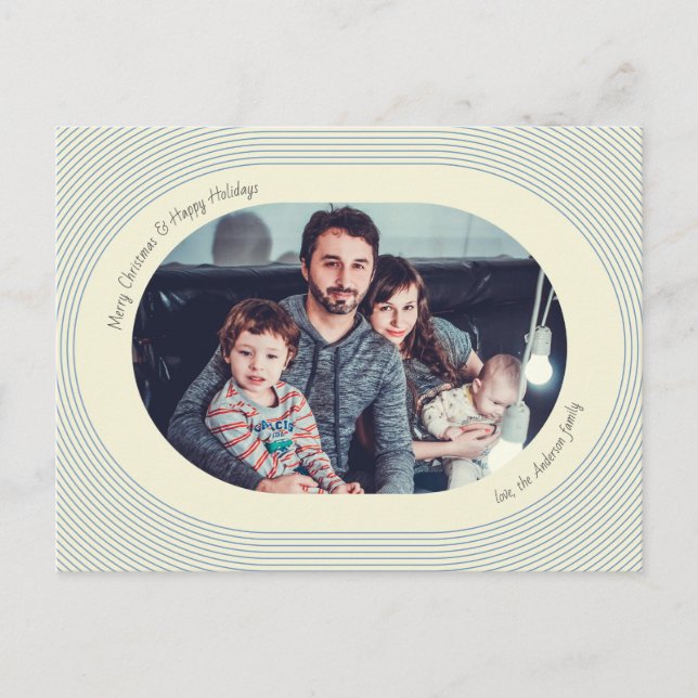 Cartes Pour Fêtes Annuelles Christmas Photocard Playful Design Oval Photo (Devant)