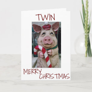 CARTES POUR FÊTES ANNUELLES CHRISTMAS PIG POUR * MON DOIGT* PRÊT À CÉLÉBRER