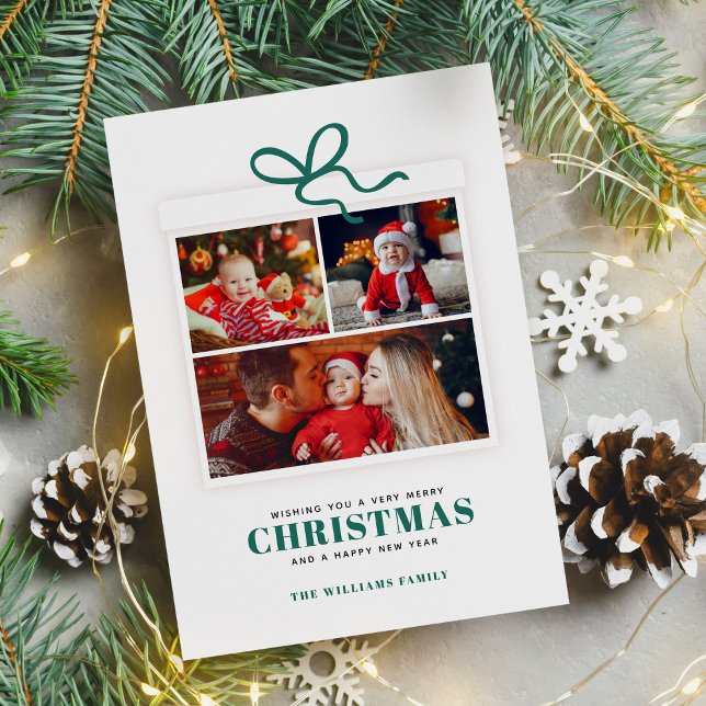 Cartes Pour Fêtes Annuelles Christmas Present 3 Photo Collage personnalisé (Créateur téléchargé)