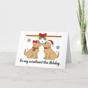 Cartes Pour Fêtes Annuelles Christmas Puppy Love Golden Retrivers