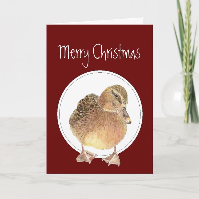 Cartes Pour Fêtes Annuelles Christmas Quacker, Funny Duck Humour (Devant)
