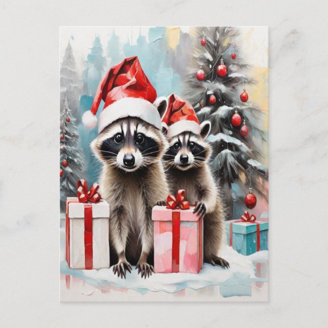 Cartes Pour Fêtes Annuelles Christmas Raccoon Lover (Devant)