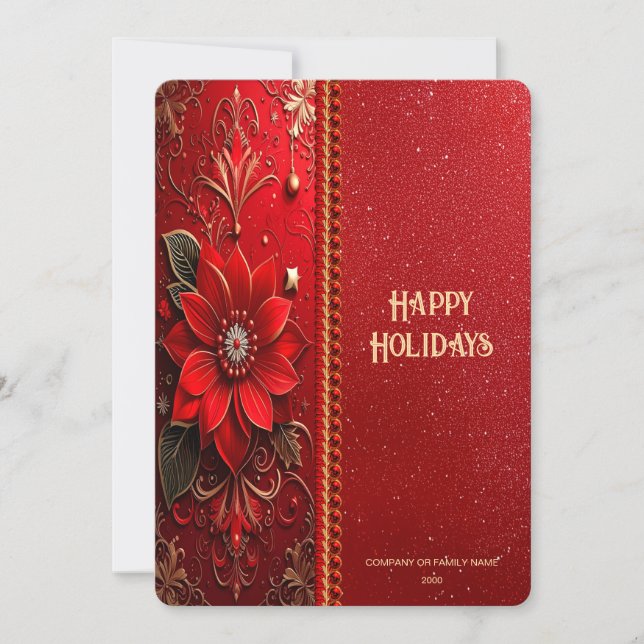 Cartes Pour Fêtes Annuelles Christmas Red Flower Holiday Card (Devant)