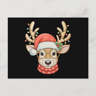Cartes Pour Fêtes Annuelles Christmas Reindeer Xmas Lights Glasses Santa Hat