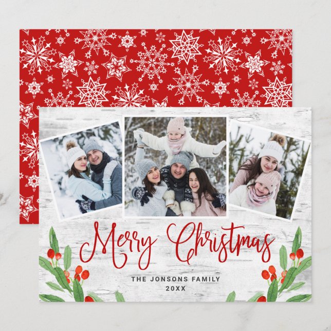 Cartes Pour Fêtes Annuelles Christmas Rustic Birch Bark (Devant / Derrière)