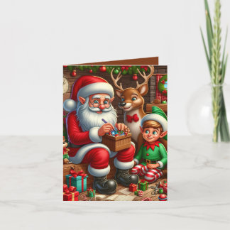 Cartes Pour Fêtes Annuelles Christmas Santa's workshop North pole customizable