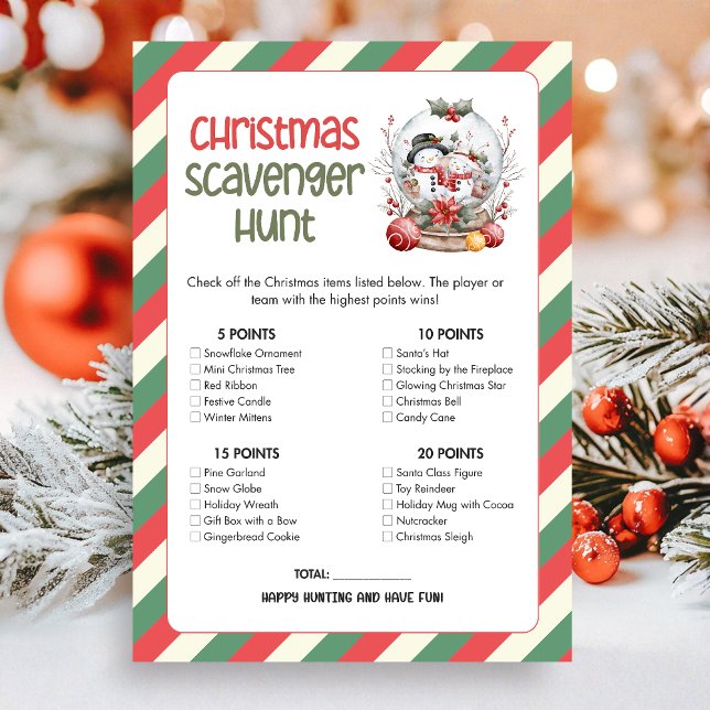 Cartes Pour Fêtes Annuelles Christmas Scavenger Hunt Game (Christmas Scavenger Hunt Christmas Game Card)