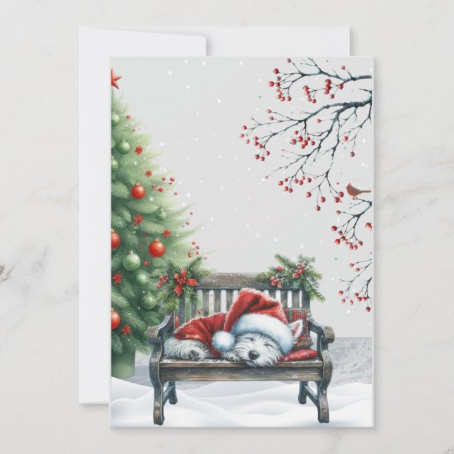 Cartes Pour Fêtes Annuelles Christmas Sleeping Westie Card (Devant)