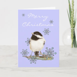 Cartes Pour Fêtes Annuelles Christmas Snow et Cute Chickadee Bird