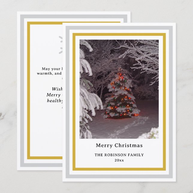 Cartes Pour Fêtes Annuelles Christmas Snowflake Christmas Tree INSERT PHOTO (Devant / Derrière)