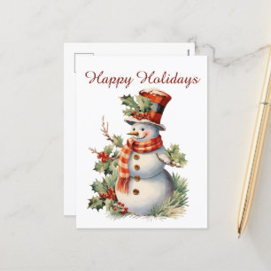 Cartes Pour Fêtes Annuelles Christmas snowman ajouter texte aquarelle Fête