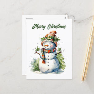 Cartes Pour Fêtes Annuelles Christmas snowman ajouter texte aquarelle Fête