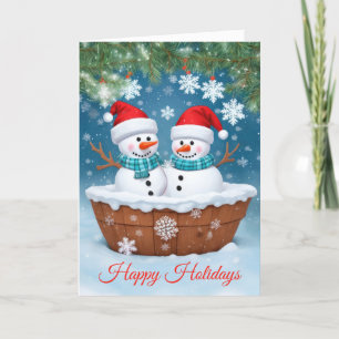 Cartes Pour Fêtes Annuelles Christmas Snowman Couple