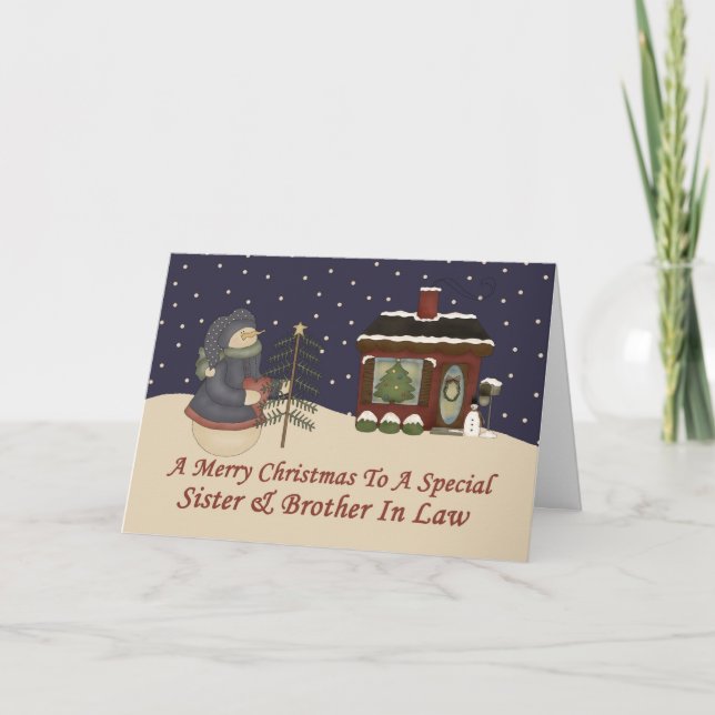 Cartes Pour Fêtes Annuelles Christmas Snowman Spécial Soeur & Frère En Droit (Devant)