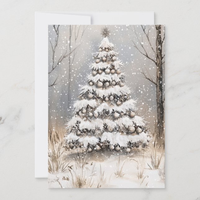 Cartes Pour Fêtes Annuelles Christmas Snowy Night (Devant)