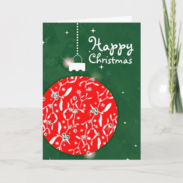 Cartes Pour Fêtes Annuelles Christmas sparkle large bauble red/green card (Devant)