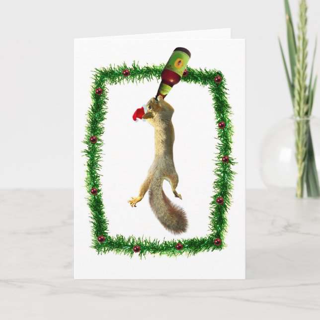Cartes Pour Fêtes Annuelles Christmas Squirrel with Beer (Devant)