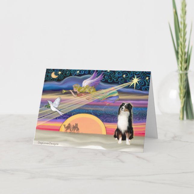 Cartes Pour Fêtes Annuelles Christmas Star - Australian Shepherd (Tri) (Devant)