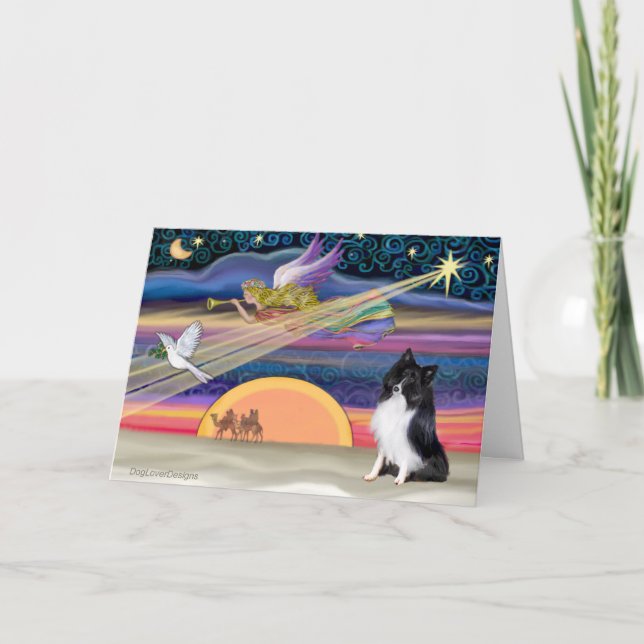 Cartes Pour Fêtes Annuelles Christmas Star - Shetland Sheepdog (binoir) (Devant)