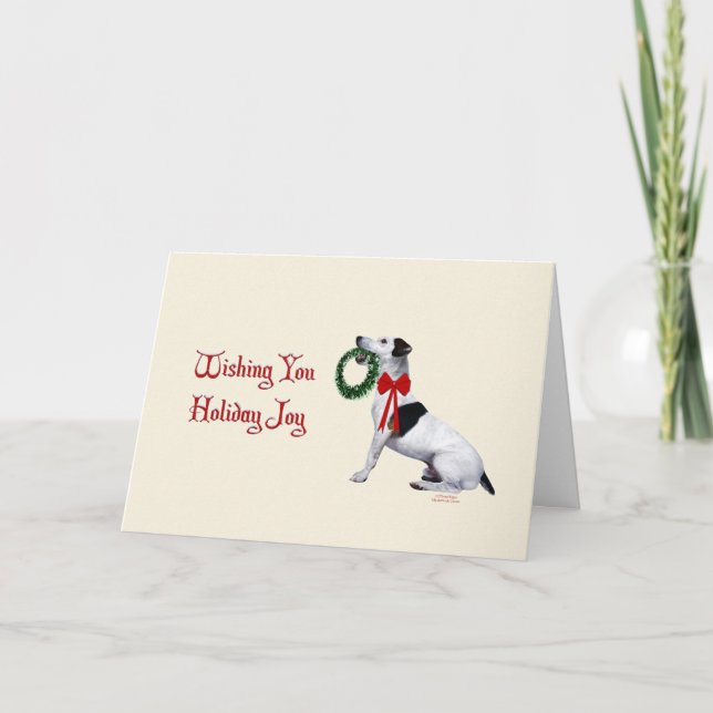 Cartes Pour Fêtes Annuelles Christmas Terrier with Wreath (Devant)