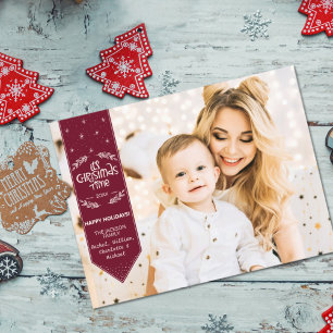 Cartes Pour Fêtes Annuelles Christmas Time burgundi happy Holidays photo