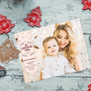 Cartes Pour Fêtes Annuelles Christmas Time ivoire happy Holidays photo