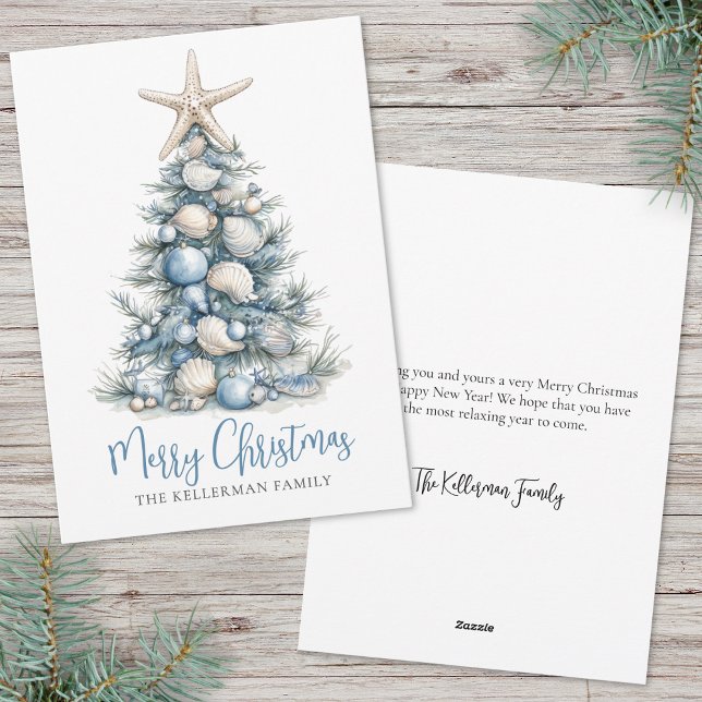 Cartes Pour Fêtes Annuelles Christmas Tree Beach (Christmas Tree Beach Holiday Card)